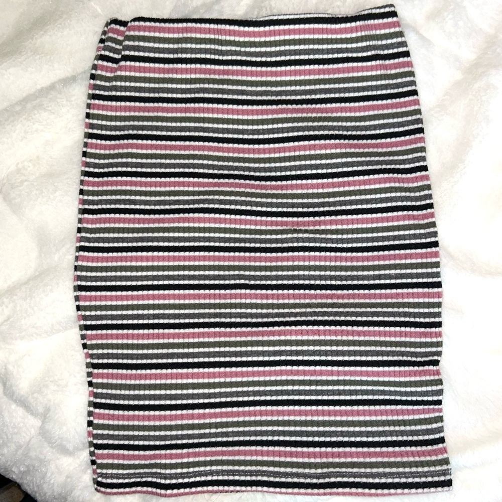 Striped Women's Skirt - Pink,‎ Green, Black, White, Gray